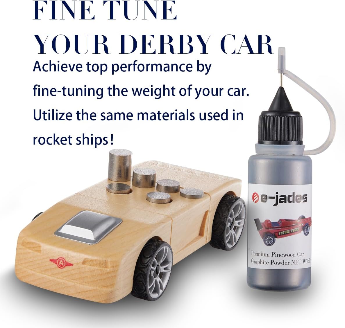 Pinewood Weights Car Kit-Derby Car Tungsten Weights 3.25OZ 14 Pieces 4 Sizes&0.5OZ Graphite Powder Lubricant- Cylindrical Weights-Graphite Lubricant for Derby car Pine Derby Car Wheels Axles Speed