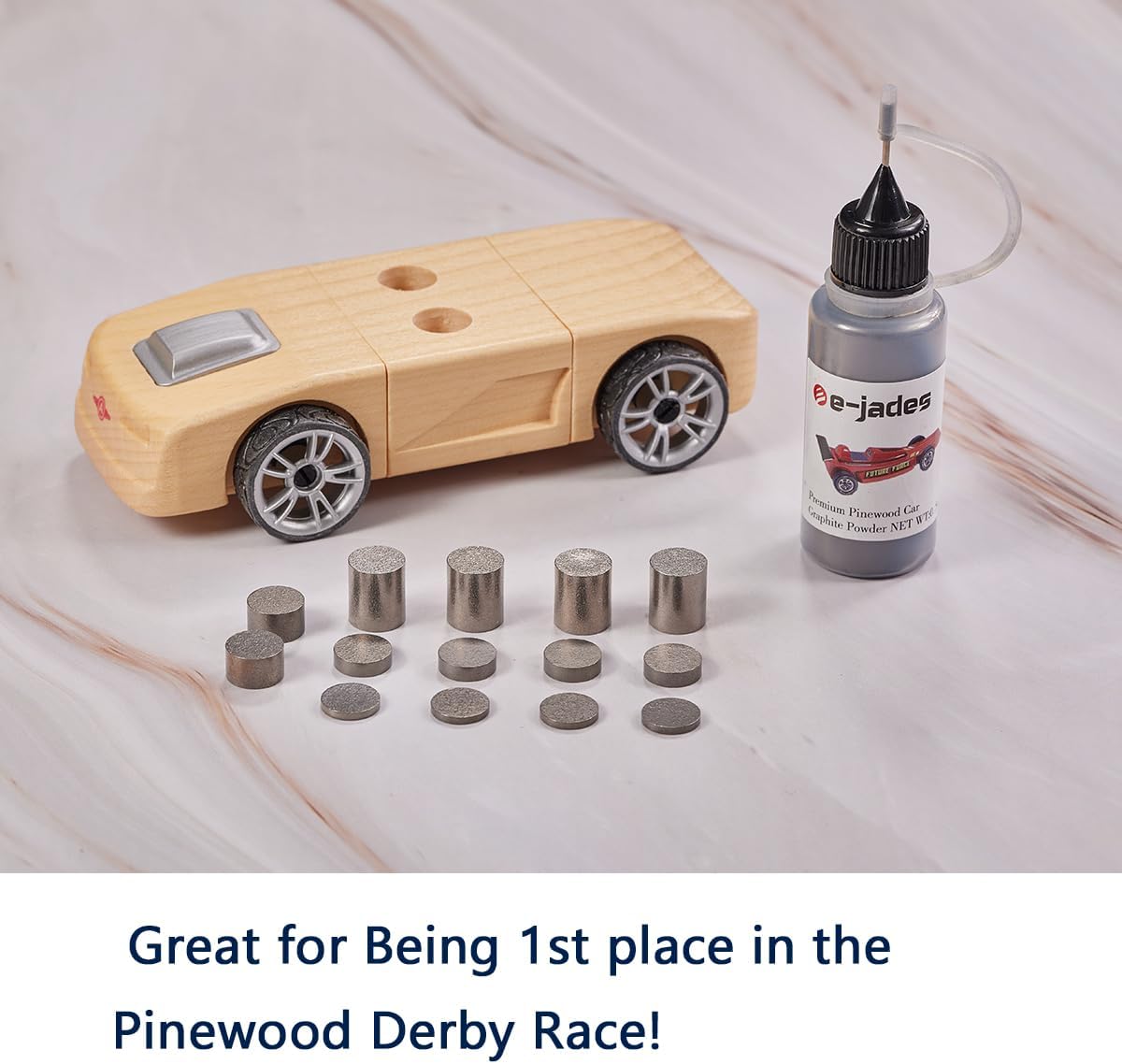 Pinewood Weights Car Kit-Derby Car Tungsten Weights 3.25OZ 14 Pieces 4 Sizes&0.5OZ Graphite Powder Lubricant- Cylindrical Weights-Graphite Lubricant for Derby car Pine Derby Car Wheels Axles Speed