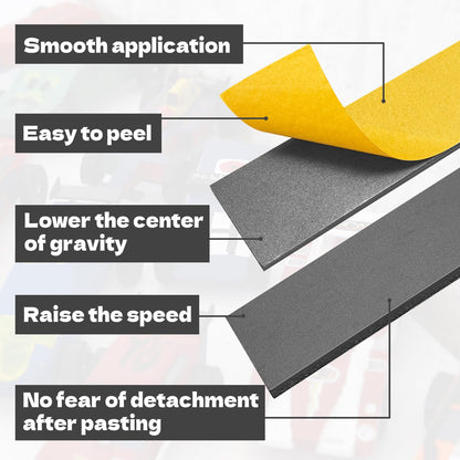 PineDash Pro Pinewood Derby Flexible Weights (3oz Stick-On Strip) - Ultimate Flexibility